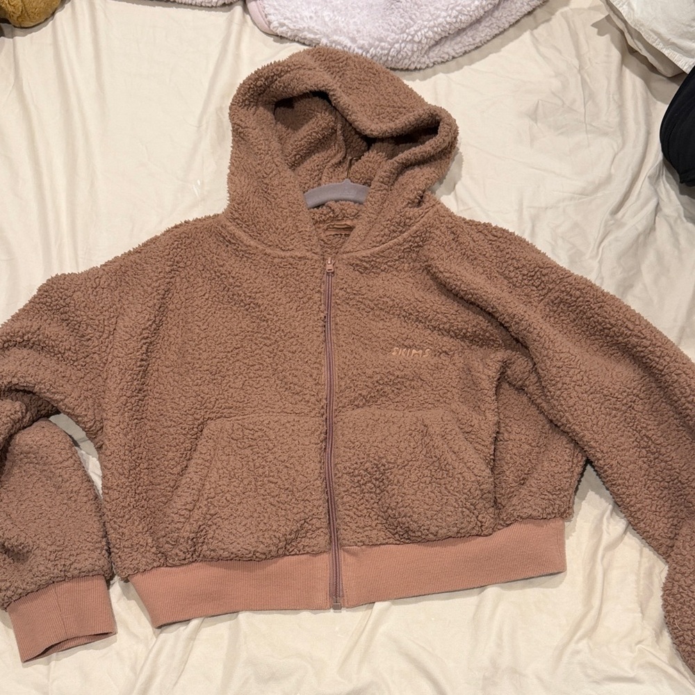 SKIMS Sherpa Zip-Up Hoodie Jacket - Brown